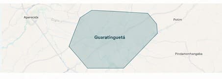 Mapa ilustrativo de Guaratinguetá; a área real é gerenciada pelo CMS